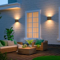 Calex LED buitenwandlamp Oval, Up, hoogte 10cm, roestbruin