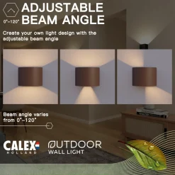 Calex LED buitenwandlamp Oval, Up, hoogte 10cm, roestbruin