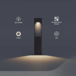 Calex LED sokkellamp Terni, zwart aluminium, IP65