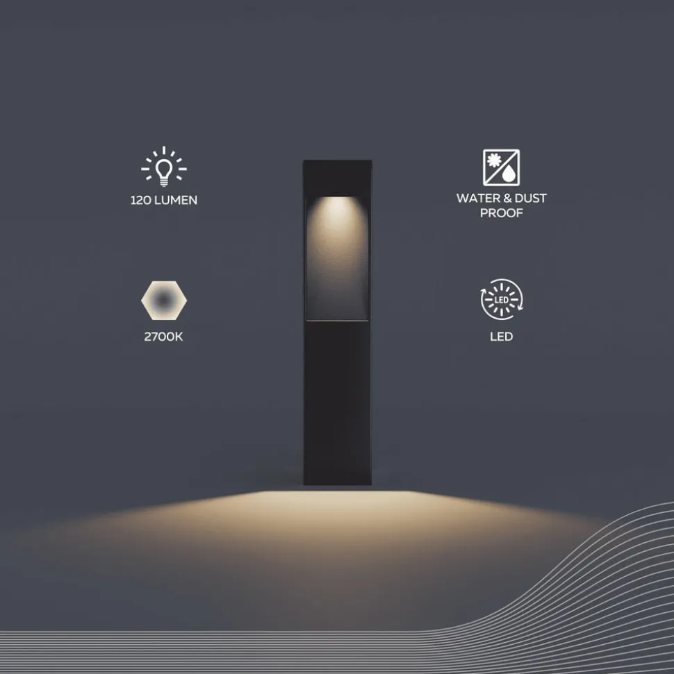 Calex LED sokkellamp Terni, zwart aluminium, IP65