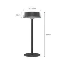 Calex LED tafellamp op zonne-energie met accu Parma, dimbaar, zwart