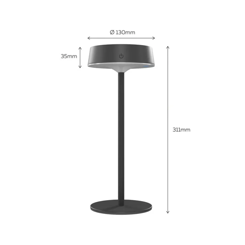 Calex LED tafellamp op zonne-energie met accu Parma, dimbaar, zwart