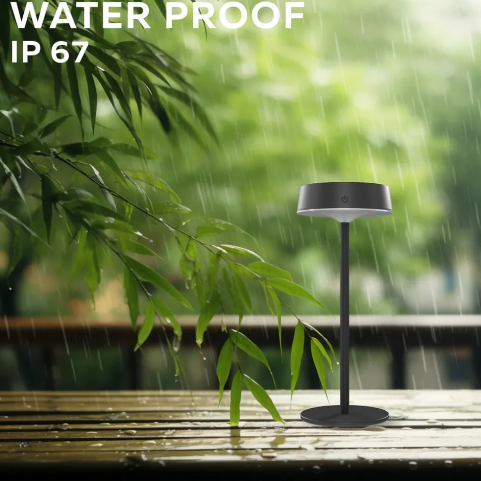 Calex LED tafellamp op zonne-energie met accu Parma, dimbaar, zwart