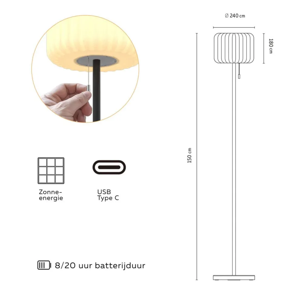 Calex LED vloerlamp, IP44, trekschakelaar