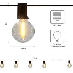 Calex lichtketting Vibey Outdoor, lengte 30 m, 50 strengen.