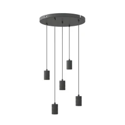 Calex Retro hanglamp, rond, 5-lamps, zwart