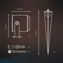 Calex Smart Buitenspot, grondspies, set van 3