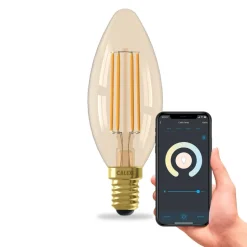 Calex Smart E14 B35 kaars 4,9W 1800-3000K dimbaar goud