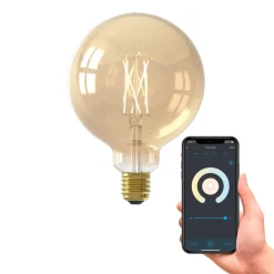 Calex Smart E27 G125 7W LED gloeidraad 806lm goud