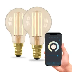 Calex Smart E14 P45 4,5W 1800-3000K dimmer goud 2st