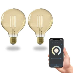 Calex Smart LED gloeilamp E27 G95 7W CCT set van 2