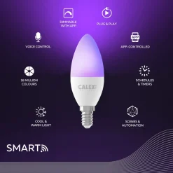Calex Smart LED kaars E14 B35 4,9W CCT RGB