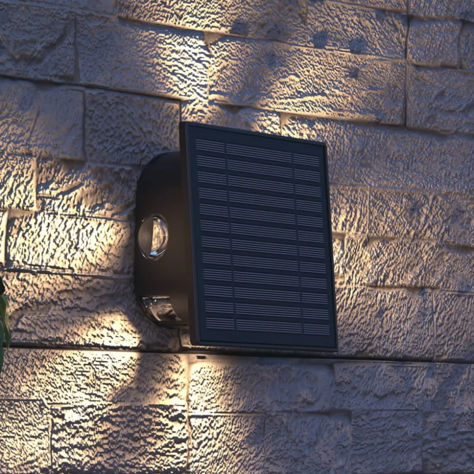 Calex Solar LED buiten wandlamp Altamura, indirect, zwart