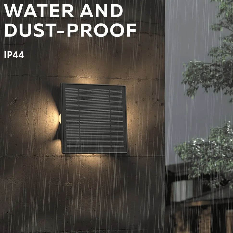 Calex Solar LED buiten wandlamp Altamura, indirect, zwart