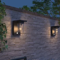 Calex Solar LED buiten wandlamp Asti, sensor, IP44, zwart