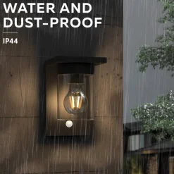 Calex Solar LED buiten wandlamp Asti, sensor, IP44, zwart