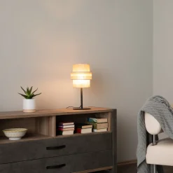 Calisto tafellamp, Jute, naturel bruin, hoogte 38 cm