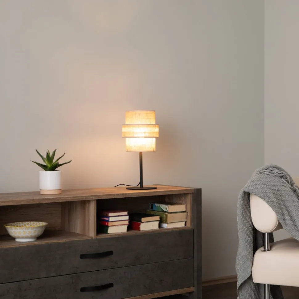 Calisto tafellamp, Jute, naturel bruin, hoogte 38 cm