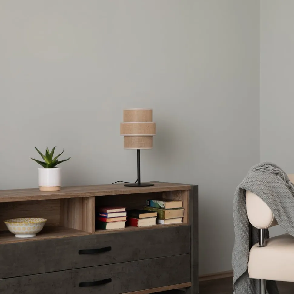 Calisto tafellamp, Jute, naturel bruin, hoogte 38 cm