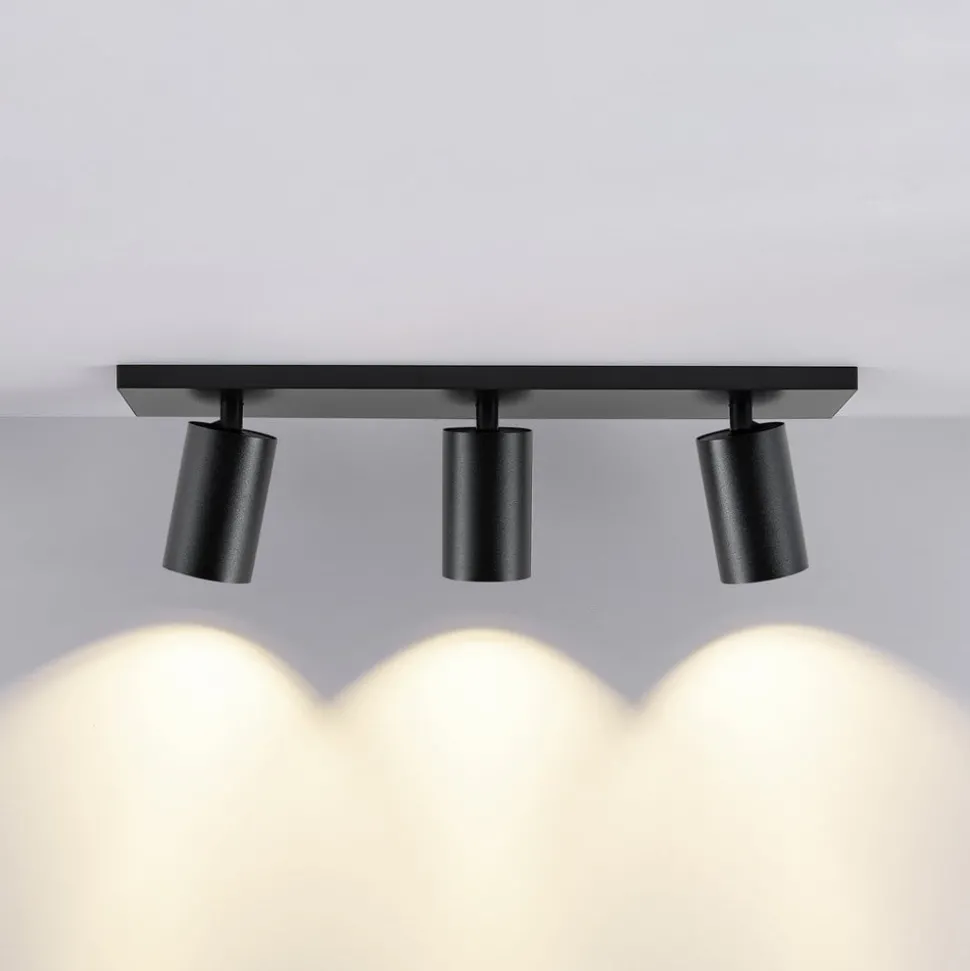 CAN TILT plafondspot, zwart, 48 x 9 cm, 3-lamps, metaal GU10