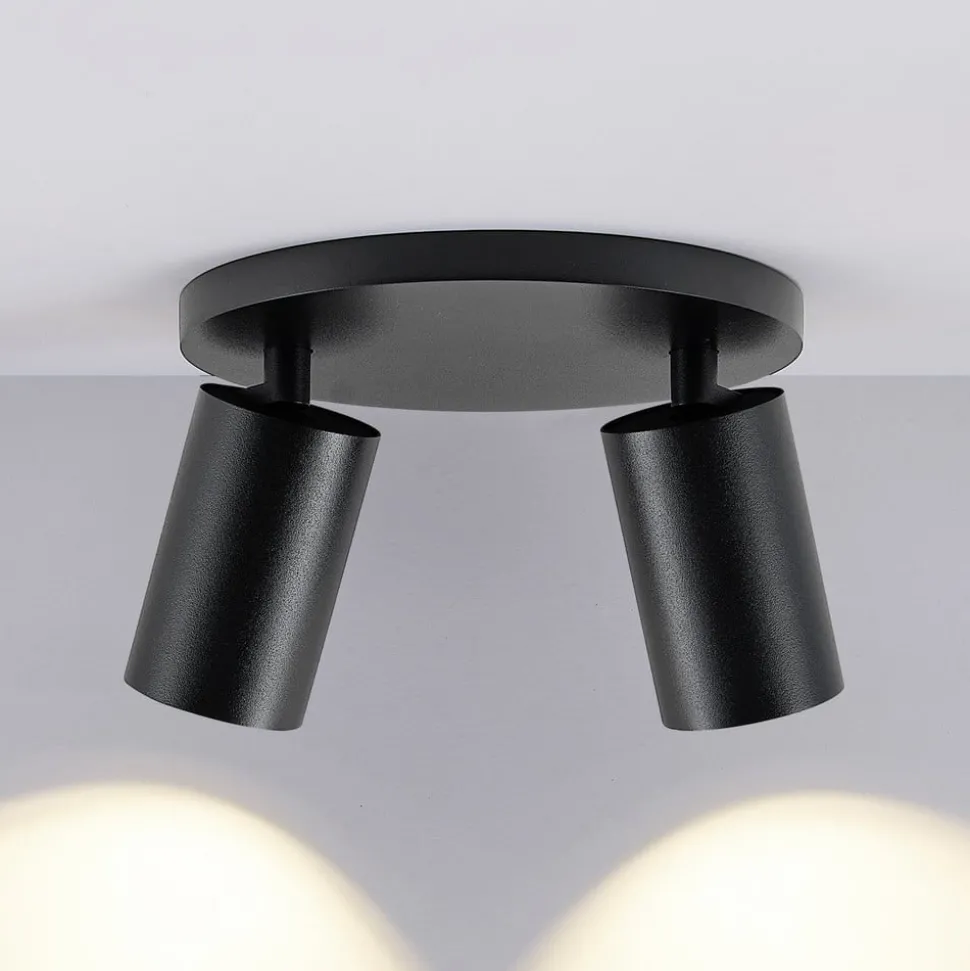 CAN TILT plafondspot, zwart, Ø 20 cm, 2-lamps metaal GU10