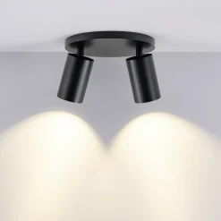 CAN TILT plafondspot, zwart, Ø 20 cm, 2-lamps metaal GU10