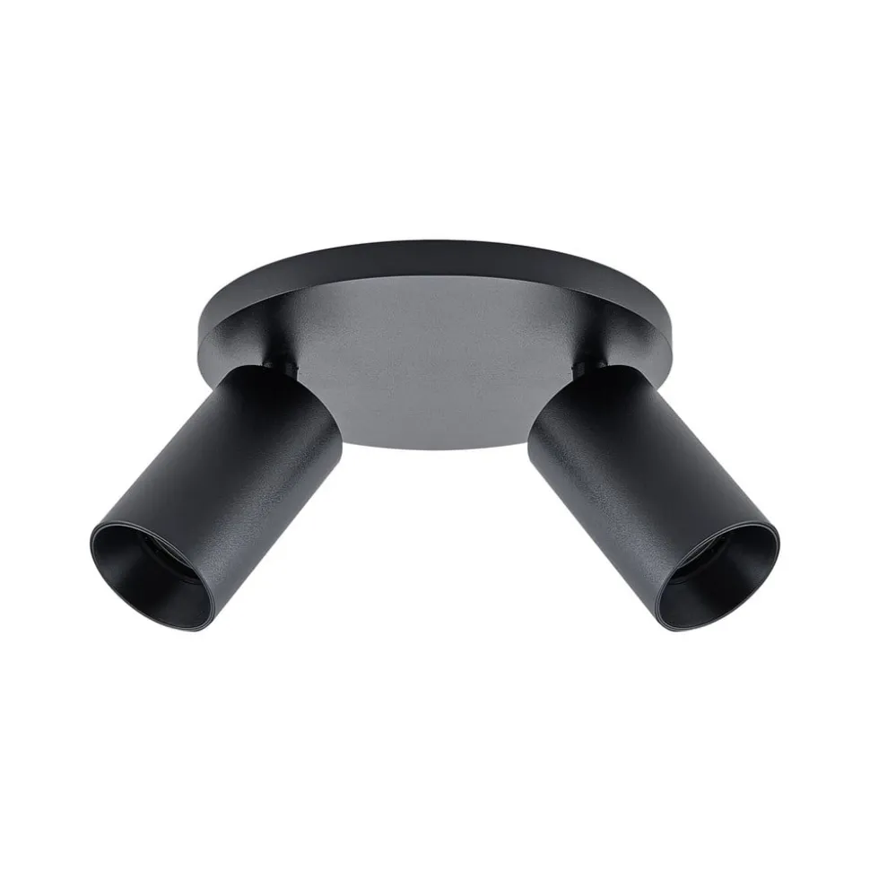 CAN TILT plafondspot, zwart, Ø 20 cm, 2-lamps metaal GU10