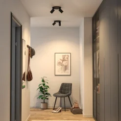 CAN TILT plafondspot, zwart, Ø 20 cm, 2-lamps metaal GU10