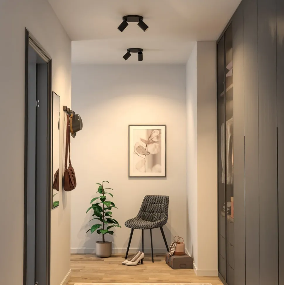 CAN TILT plafondspot, zwart, Ø 20 cm, 2-lamps metaal GU10