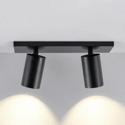 CAN TILT plafondspot, zwart, 31 x 9 cm, 2-lamps, metaal GU10