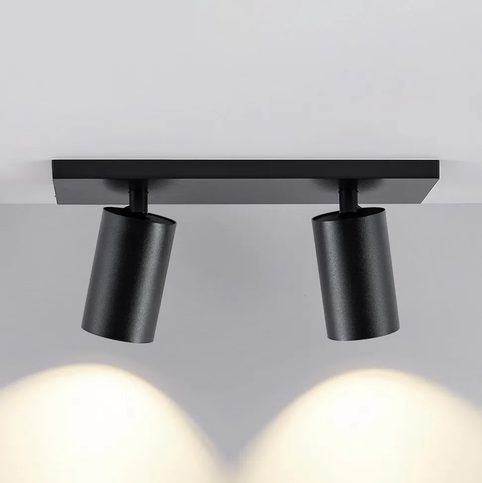 CAN TILT plafondspot, zwart, 31 x 9 cm, 2-lamps, metaal GU10