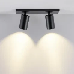 CAN TILT plafondspot, zwart, 31 x 9 cm, 2-lamps, metaal GU10