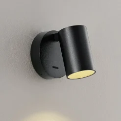 CAN TILT wandspot, zwart, Ø 10 cm metaal GU10 schakelaar