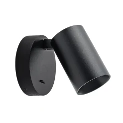 CAN TILT wandspot, zwart, Ø 10 cm, metalen schakelaar USB