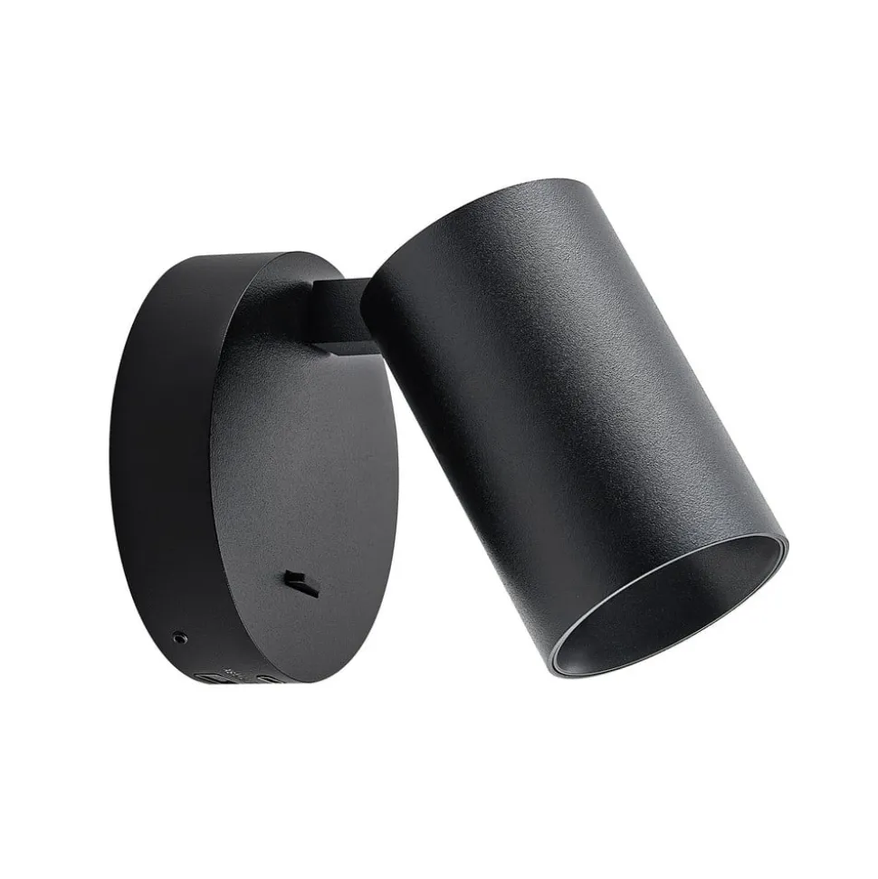 CAN TILT wandspot, zwart, Ø 10 cm, metalen schakelaar USB