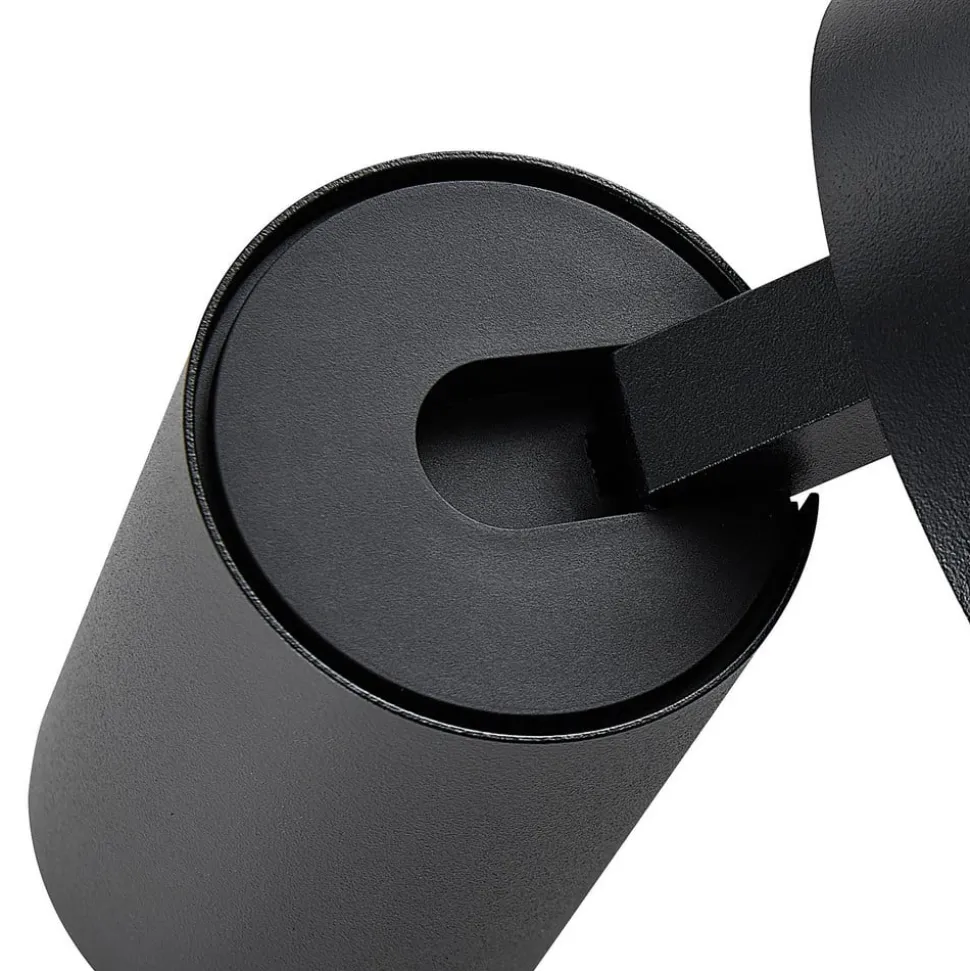 CAN TILT wandspot, zwart, Ø 10 cm, metalen schakelaar USB