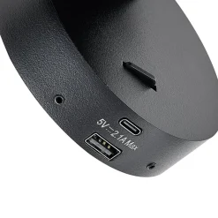 CAN TILT wandspot, zwart, Ø 10 cm, metalen schakelaar USB