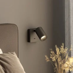 CAN TILT wandspot, zwart, 10 x 10 cm, metalen GU10 schakelaar