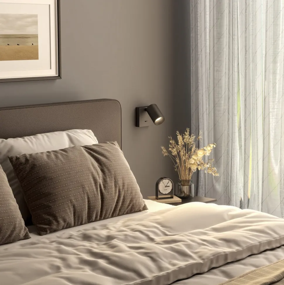 CAN TILT wandspot, zwart, 10 x 10 cm, metalen GU10 schakelaar