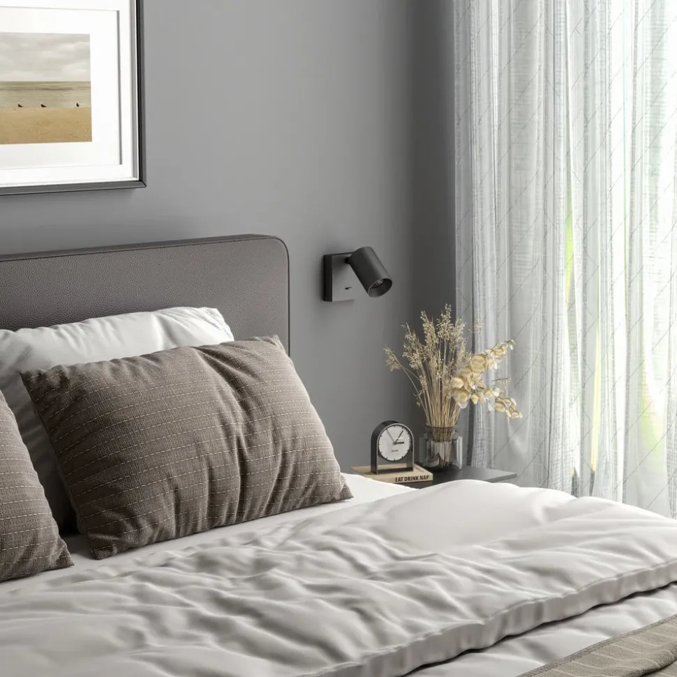 CAN TILT wandspot, zwart, 10 x 10 cm, metalen GU10 schakelaar