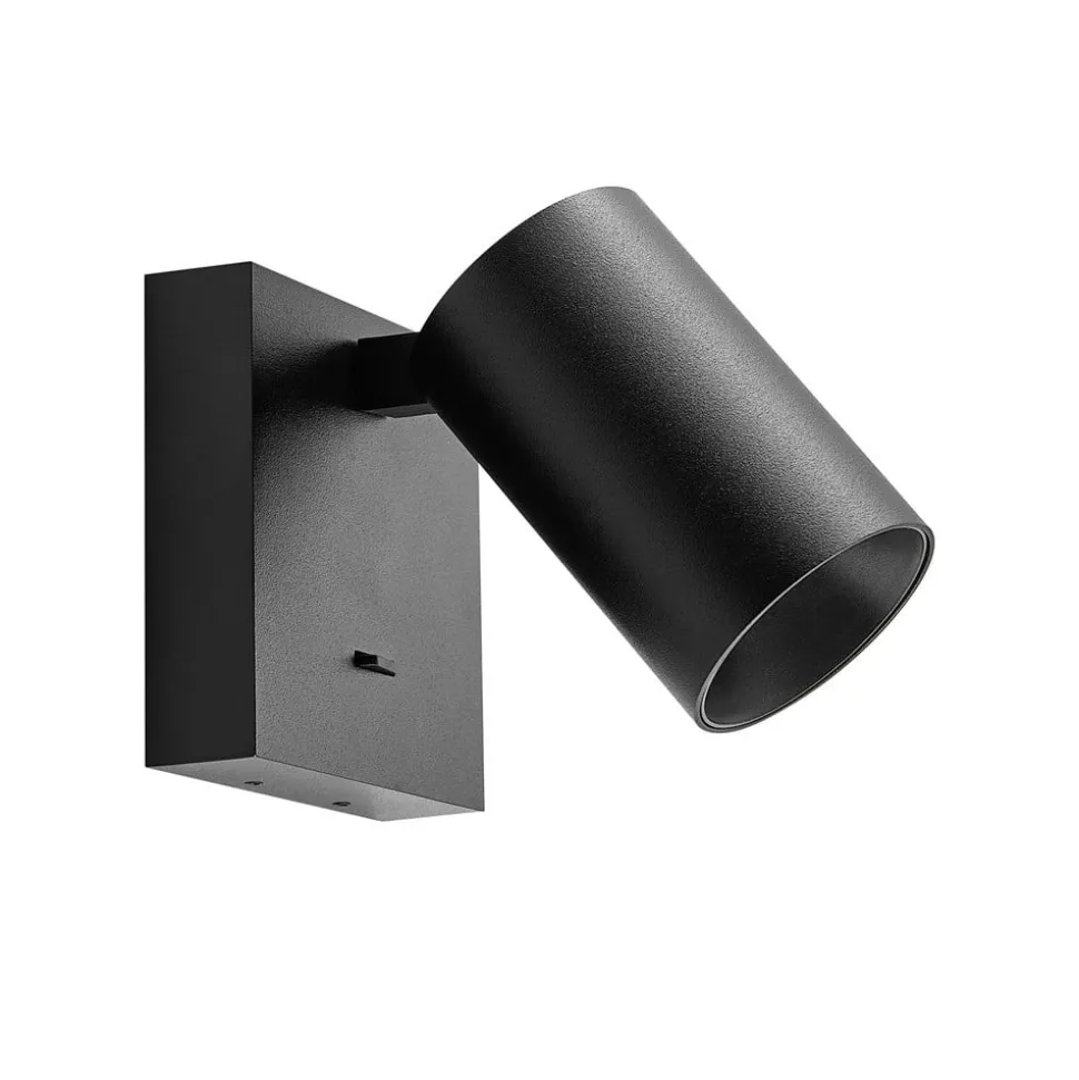CAN TILT wandspot, zwart, 10 x 10 cm, metalen GU10 schakelaar