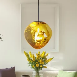 Canopus hanglamp, goudkleurig, Ø 28 cm, glas, E27