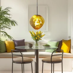 Canopus hanglamp, goudkleurig, Ø 28 cm, glas, E27