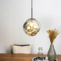 Canopus hanglamp, zilverkleurig, Ø 28 cm, glas, E27