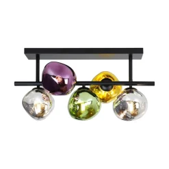 Canopus plafondlamp, meerkleurig, 5-lamps, glas, E14