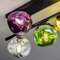 Canopus plafondlamp, meerkleurig, 5-lamps, glas, E14