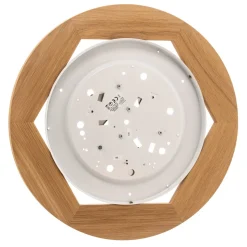 Canvas plafondlamp, beige, eikenhout, Ø 48 cm, E27