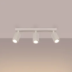 Carbon plafondspot, beige, lengte 45 cm, aluminium, 3-lamps.