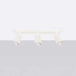 Carbon plafondspot, beige, lengte 45 cm, aluminium, 3-lamps.