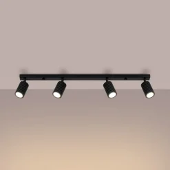 Carbon plafondspot, zwart, lengte 81 cm, aluminium, 4-lamps.